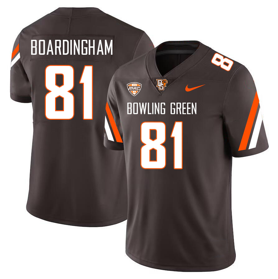 Bowling Green State Falcons #81 Arlis Boardingham College Football Jerseys Stitched-Brown